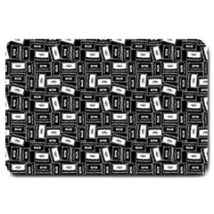 Tape Cassette 80s Retro Genx Pattern Black And White Large Doormat  by genx