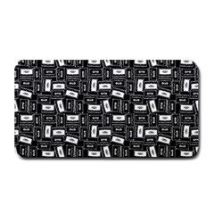 Tape Cassette 80s Retro Genx Pattern Black And White Medium Bar Mats by genx