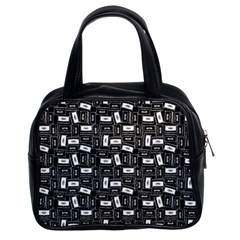 Tape Cassette 80s Retro GenX Pattern black and White Classic Handbag (Two Sides)