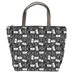 Tape Cassette 80s Retro Genx Pattern Black And White Bucket Bag