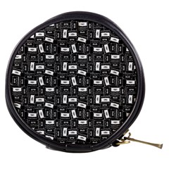 Tape Cassette 80s Retro GenX Pattern black and White Mini Makeup Bag