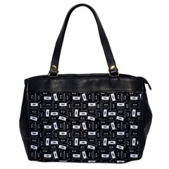 Tape Cassette 80s Retro GenX Pattern black and White Oversize Office Handbag