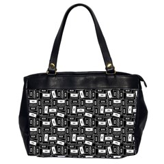 Tape Cassette 80s Retro GenX Pattern black and White Oversize Office Handbag (2 Sides)