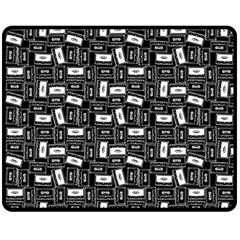 Tape Cassette 80s Retro Genx Pattern Black And White Fleece Blanket (medium)  by genx