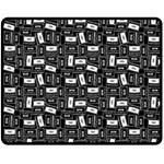 Tape Cassette 80s Retro GenX Pattern black and White Fleece Blanket (Medium)  60 x50  Blanket Front