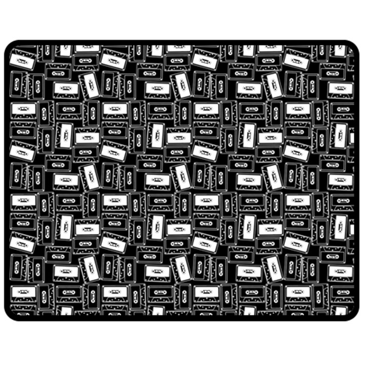 Tape Cassette 80s Retro GenX Pattern black and White Fleece Blanket (Medium) 