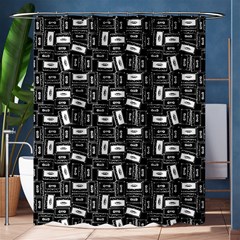 Tape Cassette 80s Retro Genx Pattern Black And White Shower Curtain 60  X 72  (medium)  by genx