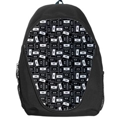 Tape Cassette 80s Retro GenX Pattern black and White Backpack Bag