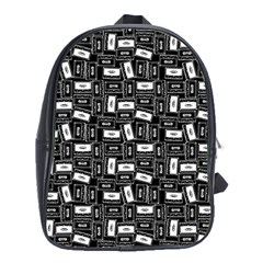 Tape Cassette 80s Retro GenX Pattern black and White School Bag (XL)