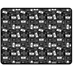 Tape Cassette 80s Retro Genx Pattern Black And White Double Sided Fleece Blanket (medium)  by genx