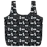 Tape Cassette 80s Retro GenX Pattern black and White Full Print Recycle Bag (XL) Front