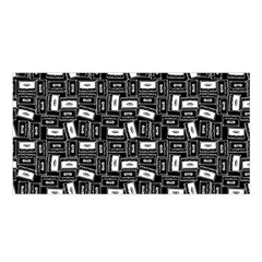 Tape Cassette 80s Retro GenX Pattern black and White Satin Shawl