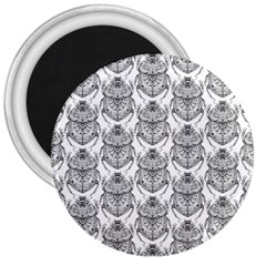 Scarab Pattern Egyptian Mythology Black And White 3  Magnets by genx