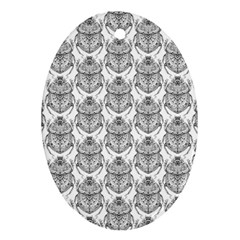 Scarab Pattern Egyptian Mythology Black And White Ornament (oval) by genx