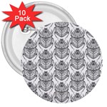 Scarab Pattern Egyptian Mythology Black and White 3  Buttons (10 pack)  Front