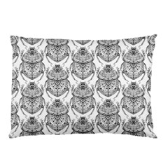 Scarab Pattern Egyptian Mythology Black And White Pillow Case by genx