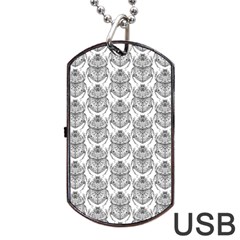 Scarab Pattern Egyptian Mythology Black And White Dog Tag Usb Flash (two Sides) by genx