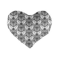 Scarab Pattern Egyptian Mythology Black And White Standard 16  Premium Heart Shape Cushions by genx