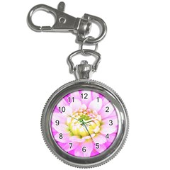 Pretty Pink, White And Yellow Cactus Dahlia Macro Key Chain Watches by myrubiogarden