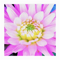 Pretty Pink, White And Yellow Cactus Dahlia Macro Medium Glasses Cloth (2-side) by myrubiogarden