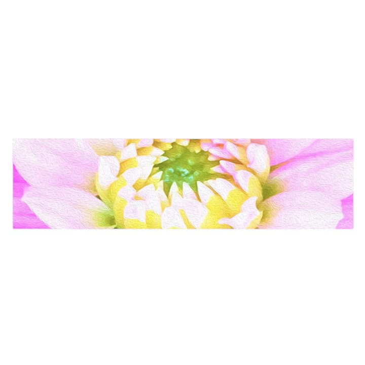 Pretty Pink, White And Yellow Cactus Dahlia Macro Satin Scarf (Oblong)