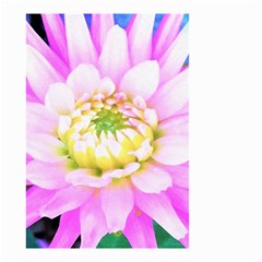 Pretty Pink, White And Yellow Cactus Dahlia Macro Small Garden Flag (two Sides) by myrubiogarden