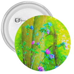 Hot Pink Abstract Rose Of Sharon On Bright Yellow 3  Buttons by myrubiogarden