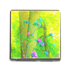 Hot Pink Abstract Rose Of Sharon On Bright Yellow Memory Card Reader (square 5 Slot) by myrubiogarden