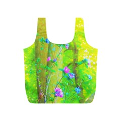 Hot Pink Abstract Rose Of Sharon On Bright Yellow Full Print Recycle Bag (s) by myrubiogarden