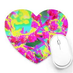 Psychedelic Succulent Sedum Turquoise And Yellow Heart Mousepads by myrubiogarden