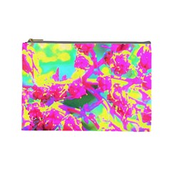 Psychedelic Succulent Sedum Turquoise And Yellow Cosmetic Bag (large) by myrubiogarden