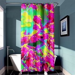 Psychedelic Succulent Sedum Turquoise And Yellow Shower Curtain 36  X 72  (stall)  by myrubiogarden