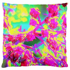 Psychedelic Succulent Sedum Turquoise And Yellow Large Cushion Case (two Sides) by myrubiogarden