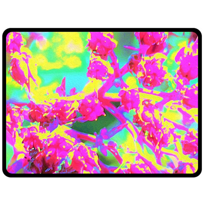 Psychedelic Succulent Sedum Turquoise And Yellow Double Sided Fleece Blanket (Large) 