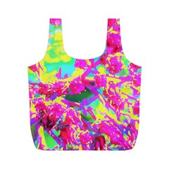 Psychedelic Succulent Sedum Turquoise And Yellow Full Print Recycle Bag (m) by myrubiogarden