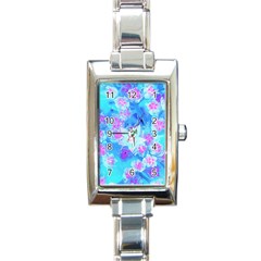 Blue And Hot Pink Succulent Underwater Sedum Rectangle Italian Charm Watch by myrubiogarden