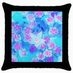 Blue And Hot Pink Succulent Underwater Sedum Throw Pillow Case (black) by myrubiogarden