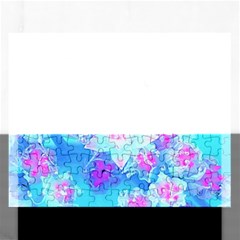 Blue And Hot Pink Succulent Underwater Sedum Rectangular Jigsaw Puzzl by myrubiogarden