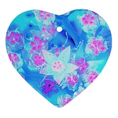 Blue And Hot Pink Succulent Underwater Sedum Heart Ornament (two Sides) by myrubiogarden