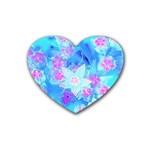 Blue And Hot Pink Succulent Underwater Sedum Rubber Coaster (Heart)  Front