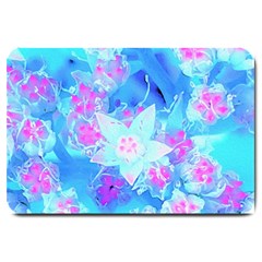 Blue And Hot Pink Succulent Underwater Sedum Large Doormat  by myrubiogarden