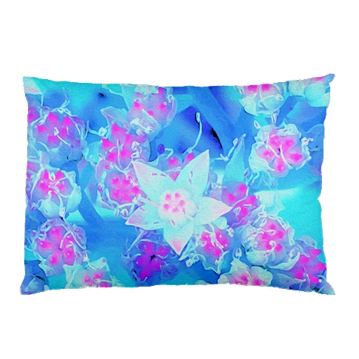 Blue And Hot Pink Succulent Underwater Sedum Pillow Case