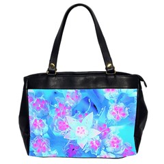 Blue And Hot Pink Succulent Underwater Sedum Oversize Office Handbag (2 Sides) by myrubiogarden