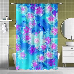 Blue And Hot Pink Succulent Underwater Sedum Shower Curtain 48  X 72  (small)  by myrubiogarden