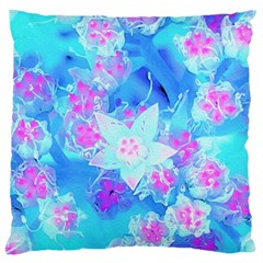 Blue And Hot Pink Succulent Underwater Sedum Large Cushion Case (two Sides) by myrubiogarden