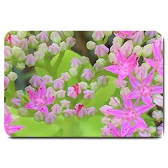 Hot Pink Succulent Sedum With Fleshy Green Leaves Large Doormat  by myrubiogarden