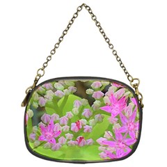 Hot Pink Succulent Sedum With Fleshy Green Leaves Chain Purse (one Side) by myrubiogarden