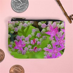 Hot Pink Succulent Sedum With Fleshy Green Leaves Mini Coin Purse by myrubiogarden