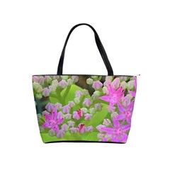 Hot Pink Succulent Sedum With Fleshy Green Leaves Classic Shoulder Handbag by myrubiogarden