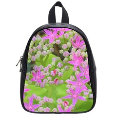 Hot Pink Succulent Sedum With Fleshy Green Leaves School Bag (small) by myrubiogarden